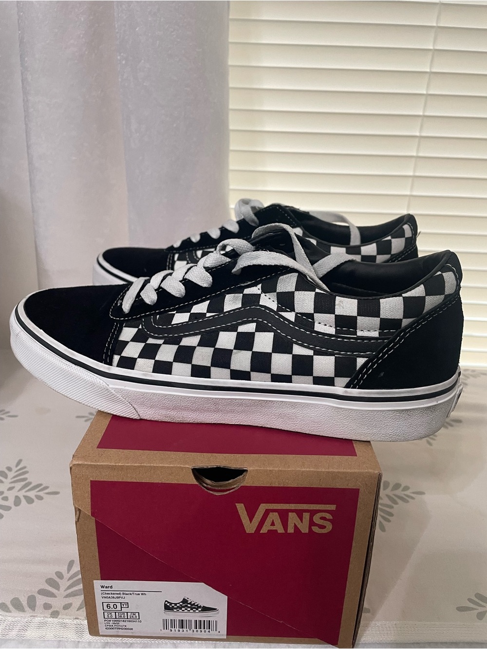 Vans Kids Black and White Checkerboard Low-Top Sneakers